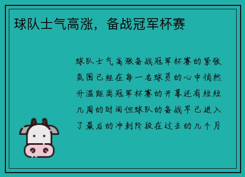 球队士气高涨，备战冠军杯赛